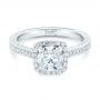 18k White Gold Custom Diamond Halo Engagement Ring - Flat View -  102422 - Thumbnail