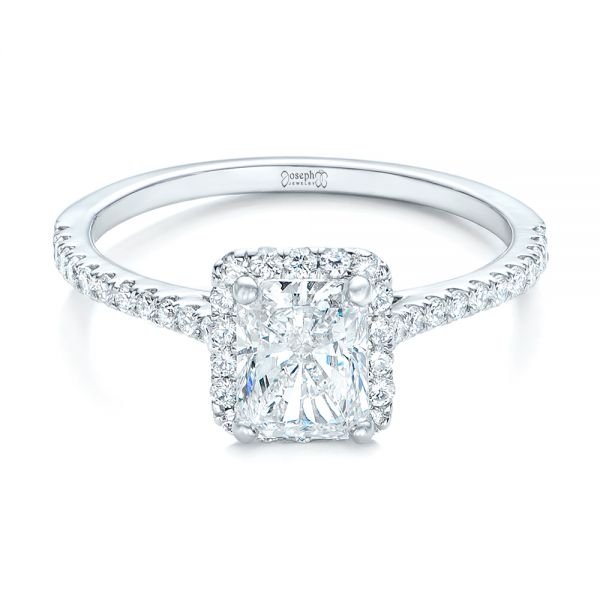 Platinum Custom Diamond Halo Engagement Ring - Flat View - 102434