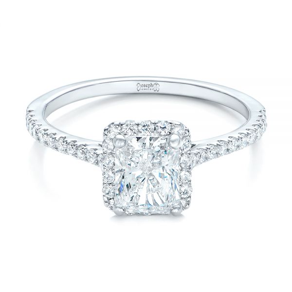  Platinum Custom Diamond Halo Engagement Ring - Flat View -  102434