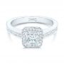 14k White Gold Custom Diamond Halo Engagement Ring - Flat View -  102437 - Thumbnail
