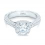 18k White Gold 18k White Gold Custom Diamond Halo Engagement Ring - Flat View -  102468 - Thumbnail