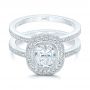 18k White Gold 18k White Gold Custom Diamond Halo Engagement Ring - Flat View -  102542 - Thumbnail