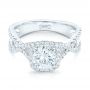 14k White Gold Custom Diamond Halo Engagement Ring - Flat View -  102748 - Thumbnail