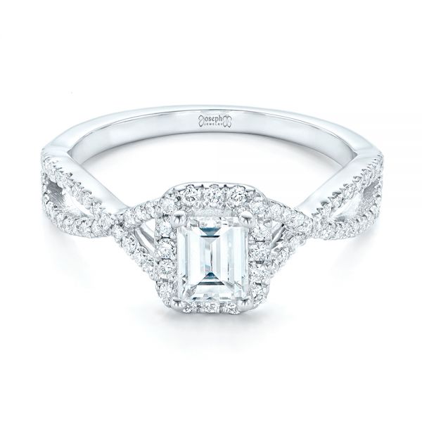 Platinum Custom Diamond Halo Engagement Ring - Flat View - 102751