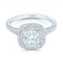 14k White Gold Custom Diamond Halo Engagement Ring - Flat View -  102771 - Thumbnail