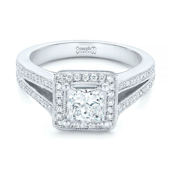  Platinum Platinum Custom Diamond Halo Engagement Ring - Flat View -  102809