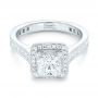 14k White Gold Custom Diamond Halo Engagement Ring - Flat View -  102882 - Thumbnail