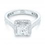 14k White Gold Custom Diamond Halo Engagement Ring - Flat View -  102882 - Thumbnail