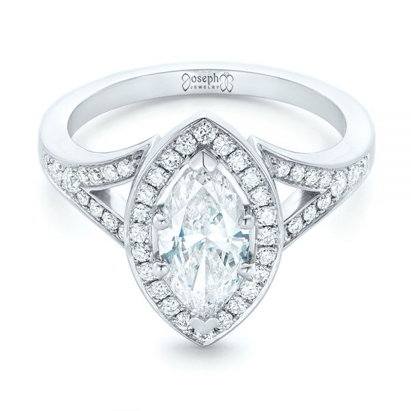  Platinum Platinum Custom Diamond Halo Engagement Ring - Flat View -  102910