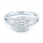 14k White Gold Custom Diamond Halo Engagement Ring - Flat View -  102936 - Thumbnail