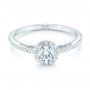 14k White Gold Custom Diamond Halo Engagement Ring - Flat View -  102990 - Thumbnail