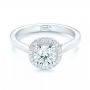 14k White Gold Custom Diamond Halo Engagement Ring - Flat View -  103002 - Thumbnail