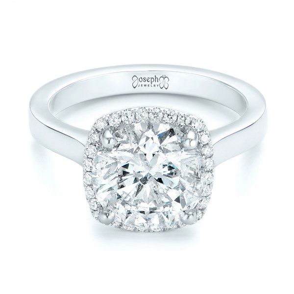Platinum Custom Diamond Halo Engagement Ring - Flat View - 103005