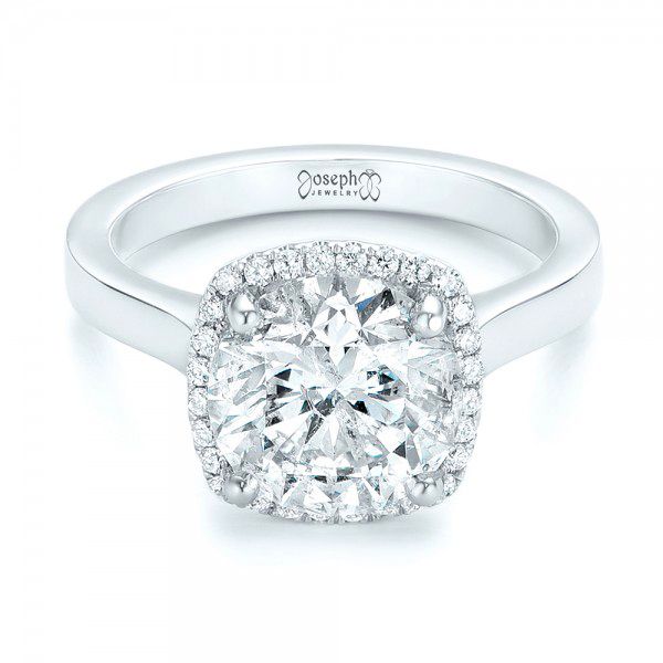  Platinum Custom Diamond Halo Engagement Ring - Flat View -  103005