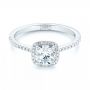 14k White Gold Custom Diamond Halo Engagement Ring - Flat View -  103037 - Thumbnail