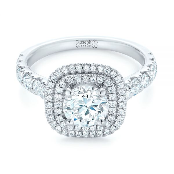 Platinum Custom Diamond Halo Engagement Ring - Flat View - 103139