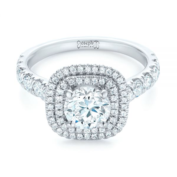  Platinum Custom Diamond Halo Engagement Ring - Flat View -  103139