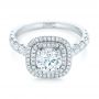 18k White Gold 18k White Gold Custom Diamond Halo Engagement Ring - Flat View -  103139 - Thumbnail