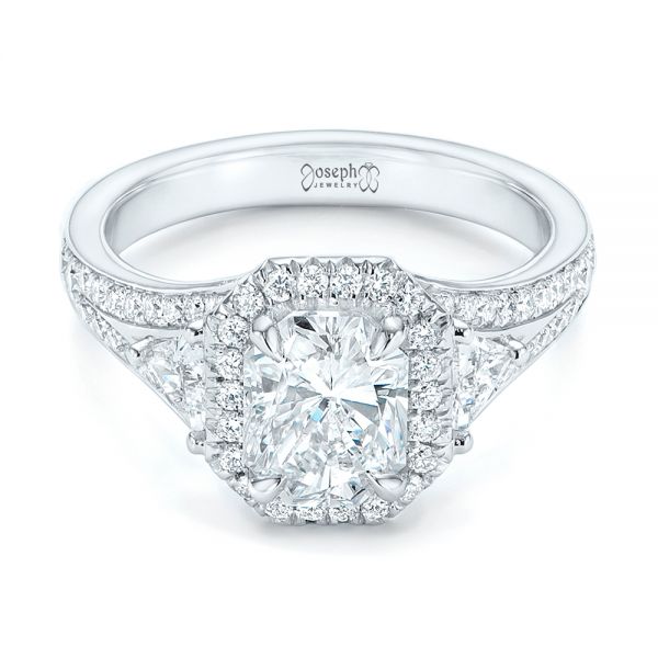  Platinum Custom Diamond Halo Engagement Ring - Flat View -  103157