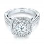 18k White Gold 18k White Gold Custom Diamond Halo Engagement Ring - Flat View -  103223 - Thumbnail