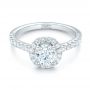 18k White Gold 18k White Gold Custom Diamond Halo Engagement Ring - Flat View -  103268 - Thumbnail
