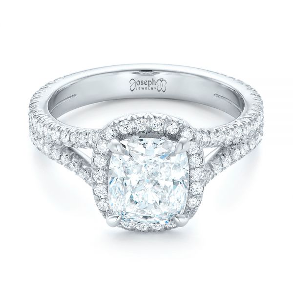  Platinum Custom Diamond Halo Engagement Ring - Flat View -  103353