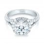 18k White Gold 18k White Gold Custom Diamond Halo Engagement Ring - Flat View -  103357 - Thumbnail