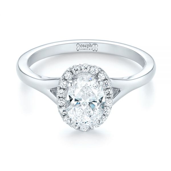  Platinum Platinum Custom Diamond Halo Engagement Ring - Flat View -  103413