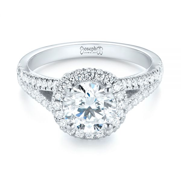  Platinum Platinum Custom Diamond Halo Engagement Ring - Flat View -  103427