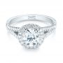 18k White Gold Custom Diamond Halo Engagement Ring - Flat View -  103427 - Thumbnail