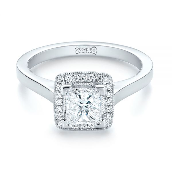  Platinum Platinum Custom Diamond Halo Engagement Ring - Flat View -  103515