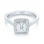14k White Gold Custom Diamond Halo Engagement Ring - Flat View -  103515 - Thumbnail