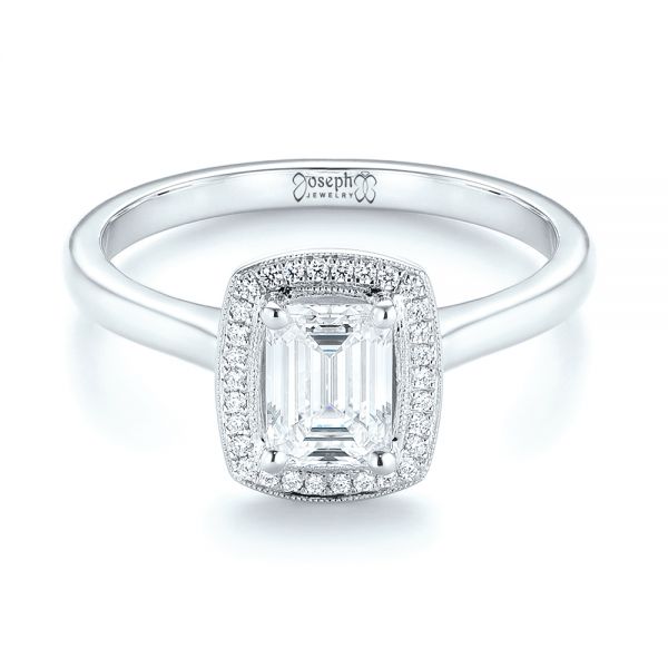 Platinum Platinum Custom Diamond Halo Engagement Ring - Flat View - 103914
