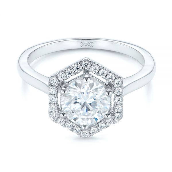 Platinum Custom Diamond Halo Engagement Ring - Flat View - 103992