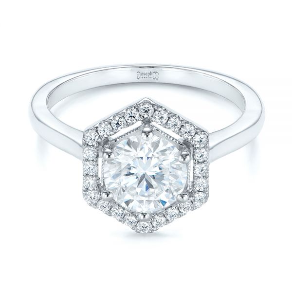  Platinum Custom Diamond Halo Engagement Ring - Flat View -  103992