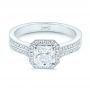18k White Gold 18k White Gold Custom Diamond Halo Engagement Ring - Flat View -  104070 - Thumbnail