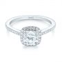 18k White Gold 18k White Gold Custom Diamond Halo Engagement Ring - Flat View -  104686 - Thumbnail