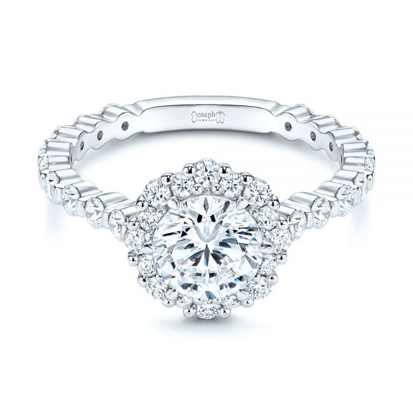  Platinum Platinum Custom Diamond Halo Engagement Ring - Flat View -  106108