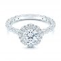 18k White Gold 18k White Gold Custom Diamond Halo Engagement Ring - Flat View -  106108 - Thumbnail