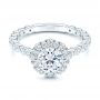 18k White Gold 18k White Gold Custom Diamond Halo Engagement Ring - Flat View -  106108 - Thumbnail