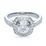 14k White Gold 14k White Gold Custom Diamond Halo Engagement Ring - Flat View -  1116 - Thumbnail