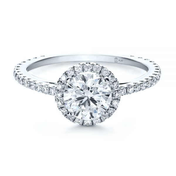  Platinum Custom Diamond Halo Engagement Ring - Flat View -  1123