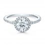 14k White Gold 14k White Gold Custom Diamond Halo Engagement Ring - Flat View -  1123 - Thumbnail