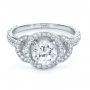 18k White Gold Custom Diamond Halo Engagement Ring - Flat View -  1128 - Thumbnail