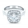 18k White Gold 18k White Gold Custom Diamond Halo Engagement Ring - Flat View -  1330 - Thumbnail