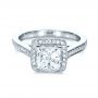  Platinum Custom Diamond Halo Engagement Ring - Flat View -  1435 - Thumbnail