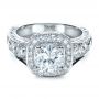 18k White Gold 18k White Gold Custom Diamond Halo Engagement Ring - Flat View -  1436 - Thumbnail