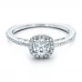 14k White Gold 14k White Gold Custom Diamond Halo Engagement Ring - Flat View -  1448 - Thumbnail