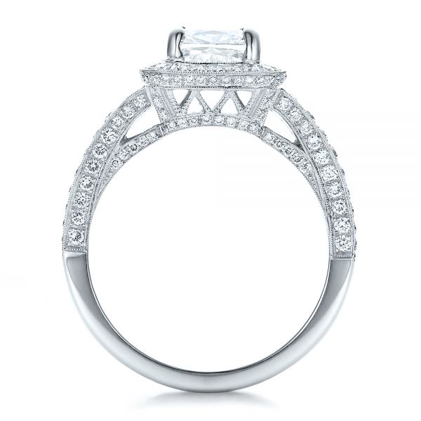 14k White Gold 14k White Gold Custom Diamond Halo Engagement Ring - Front View -  100098