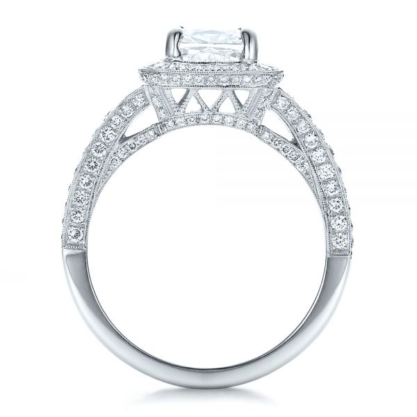 Platinum Custom Diamond Halo Engagement Ring - Front View - 100098
